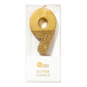 Talking Tables Glitter candle 9 gold