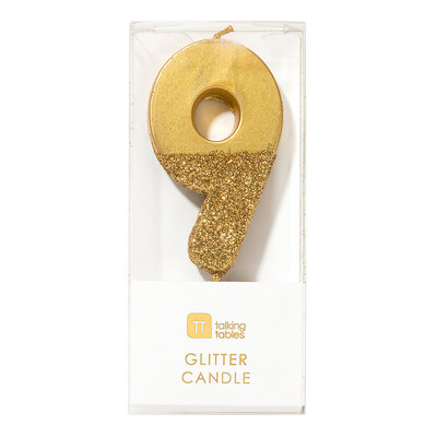 Talking Tables Glitter candle 9 gold