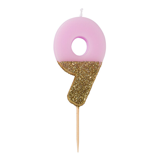 Glitzerkerze 9 pink