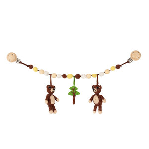 Sindibaba Kinderwagenkette Bear braun (Bio-Baumwolle) mit Rassel