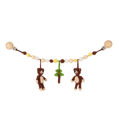 Sindibaba Kinderwagenkette Bear braun (Bio-Baumwolle) mit Rassel
