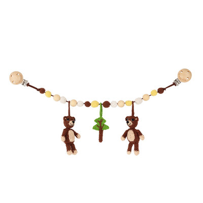 Sindibaba Stroller chain bear brown (organic cotton) with rattle