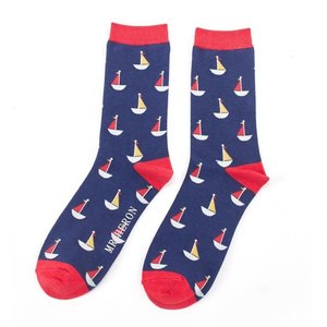 Miss Sparrow Mens Socks Bamboo Little Boats navy