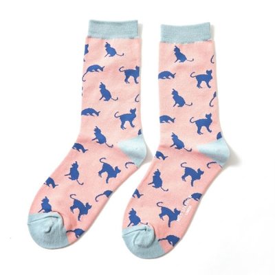 Miss Sparrow Socken Bamboo Cats pink