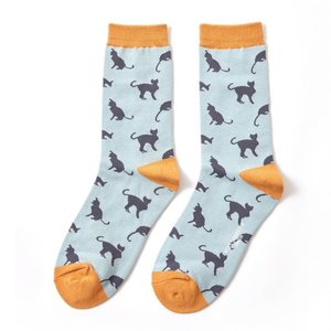 Miss Sparrow Socken Bamboo Cats duck egg