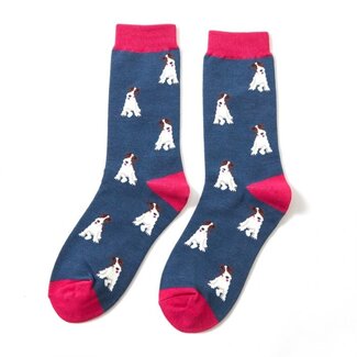 Miss Sparrow Socks Bamboo Fox Terrier navy