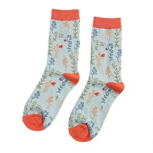 Miss Sparrow Socken Bamboo Wild Flowers duck egg