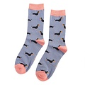 Miss Sparrow Socks Bamboo Little Sausage Dogs blue