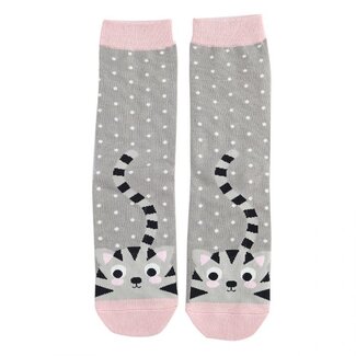 Miss Sparrow Socks Bamboo Kitty & Spots grey