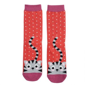 Miss Sparrow Socks Bamboo Kitty & Spots burnt orange