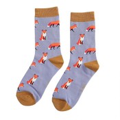 Miss Sparrow Socks Bamboo Foxes powder blue