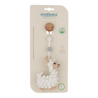 Sindibaba Pram clip / rattle with Lama (organic cotton)