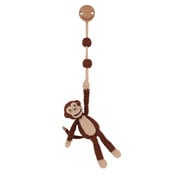 Sindibaba Pram clip with rattle monkey brown