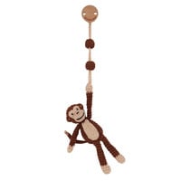 Sindibaba Pram clip with rattle monkey brown
