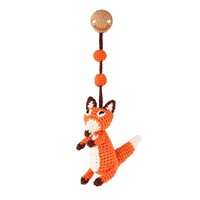Sindibaba Pram clip with rattle fox orange