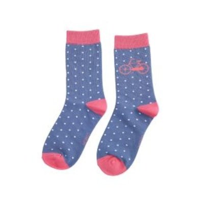 Miss Sparrow Socks Bamboo Bike & Spots blue