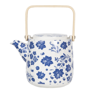 Clayre & Eef Teapot Flowers blue