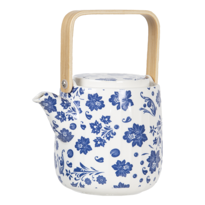 Clayre & Eef Teekanne Flowers blue