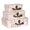 Clayre & Eef Suitcase Flowery light rose Set of 3