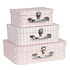 Clayre & Eef Suitcase Spotty/Stripes rose Set of 3