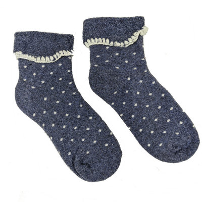 Joya Socks Woolmix extra thick Dotty blue/cream