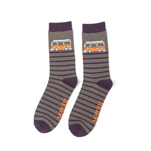 Miss Sparrow Männer-Socken Bamboo Camper Stripes grey