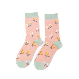 Miss Sparrow Socks Bamboo Dainty Floral dusky pink