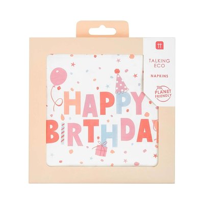 Talking Tables Paper Napkins Eco Rose Happy Birthday