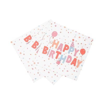 Talking Tables Paper Napkins Eco Rose Happy Birthday