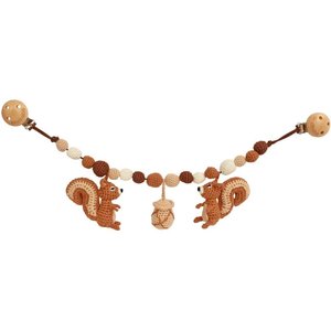 Sindibaba Stroller chain Squirrels brown with rattle