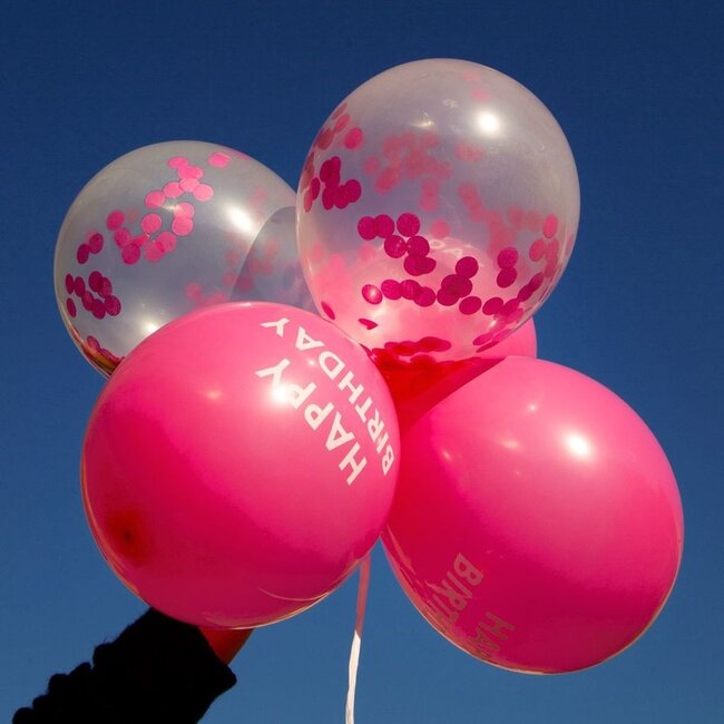 Ballons Happy Birthday Confetti pink