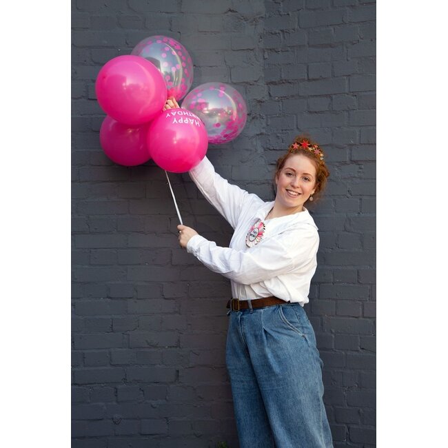 Ballons Happy Birthday Confetti pink
