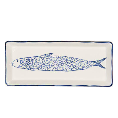 Clayre & Eef Schale rectangular Fish blue