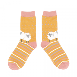 Miss Sparrow Socken Bamboo Sheep Friends mustard