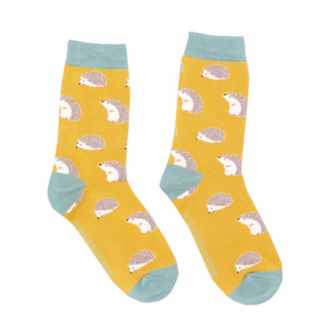 Miss Sparrow Socken Bamboo Cute Hedgehogs yellow