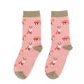 Miss Sparrow Socks Bamboo Foxes dusky pink