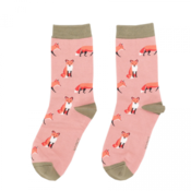 Miss Sparrow Socks Bamboo Foxes dusky pink