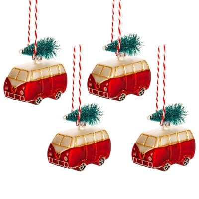 Sass & Belle Christmas Decoration Mini Campervan Set of 4