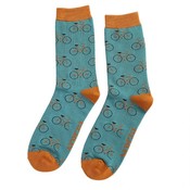 Miss Sparrow Mens Socks Bamboo Bikes Repeat green