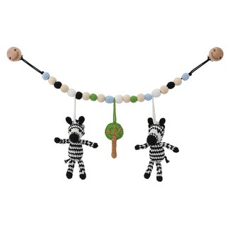 Sindibaba Kinderwagenkette Zebra (Bio-Baumwolle) mit Rassel