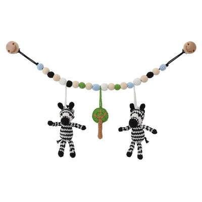 Sindibaba Stroller chain Zebra (organic cotton) with rattle