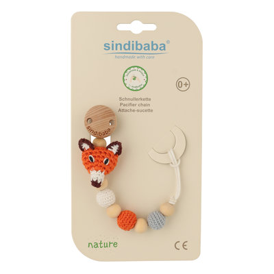 Sindibaba Schnullerhalter mit Fuchs orange