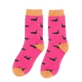 Miss Sparrow Socks Bamboo Little Sausage Dogs hot pink