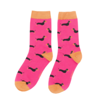 Miss Sparrow Socken Bamboo Little Sausage Dogs hot pink