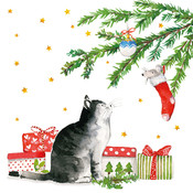 Paperproducts Design Paper Napkins Christmas Cat