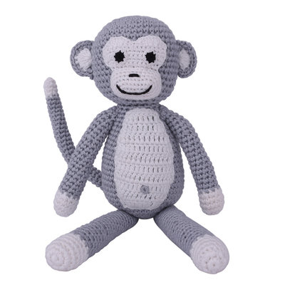 Sindibaba Monkey Charlie with rattle,  grey
