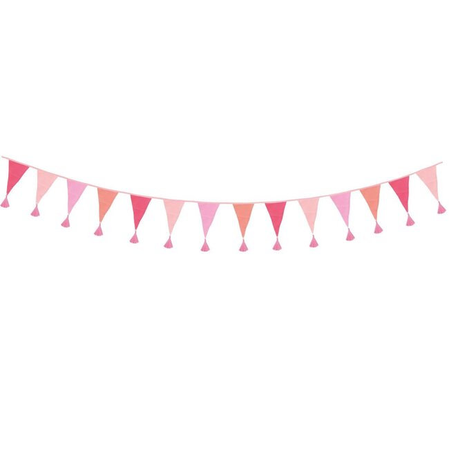 Bunting Fabric We love Birthdays pink