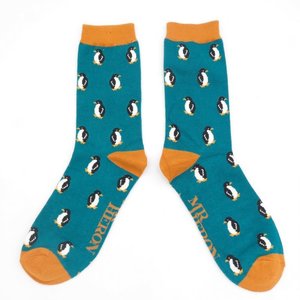 Miss Sparrow Männer-Socken Bamboo Little Penguins teal