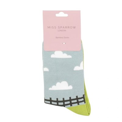 Miss Sparrow Socks Bamboo Sheep Meadows green