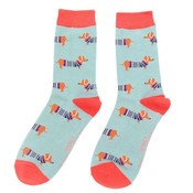 Miss Sparrow Socks Bamboo Parisian Pups faded denim